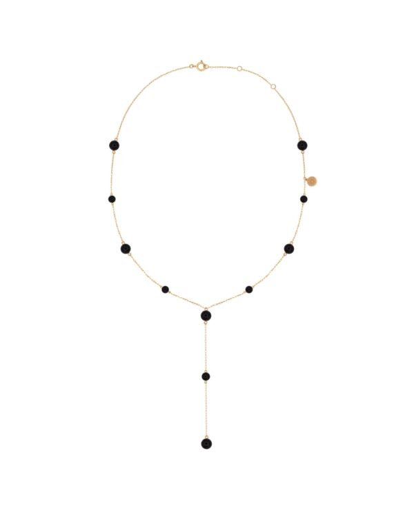 18K Gold Onyx Y Necklace