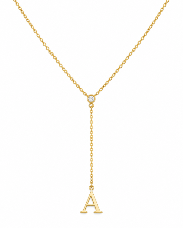 18K Gold Initial Drop Necklace