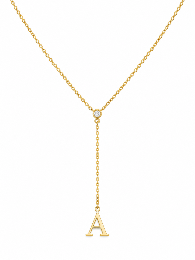 18K Gold Initial Drop Necklace